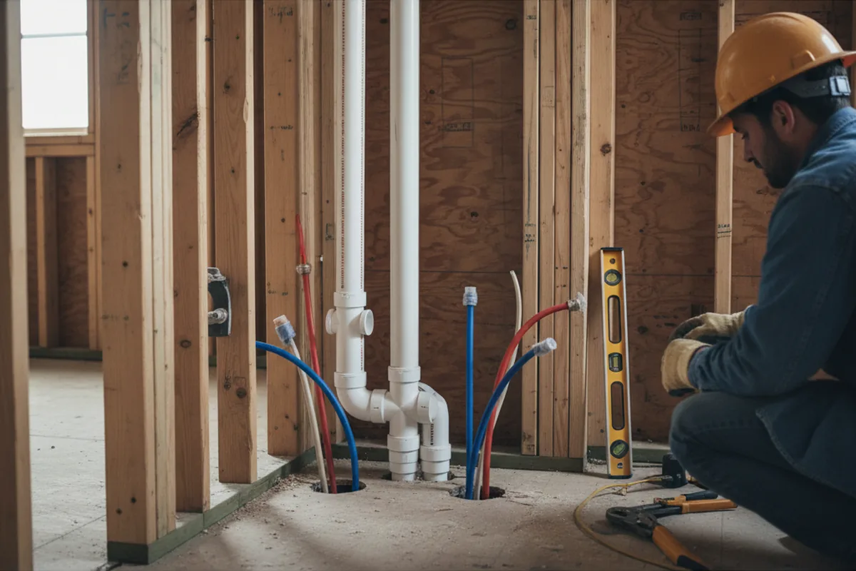 Drain and supply rough-in during Sump Pump Repair in Weatherly