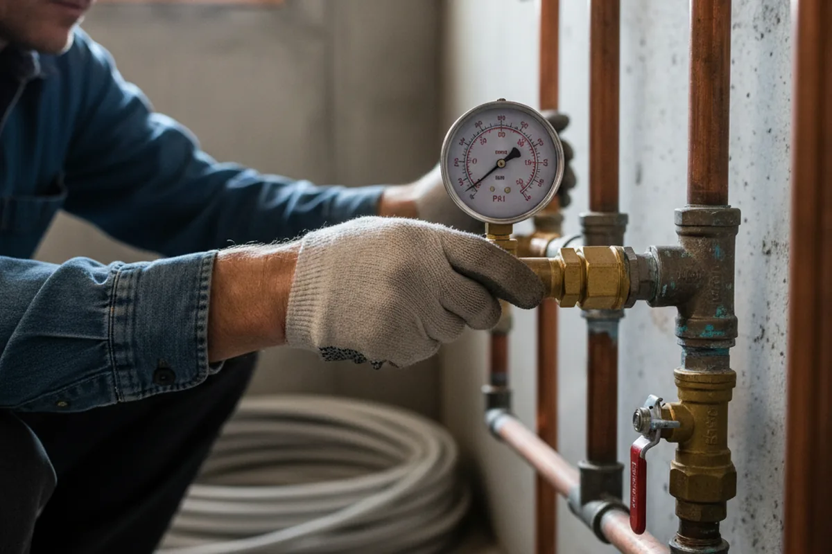 Pressure testing a repaired line during Water Line Repair in Weatherly